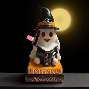 Halloween Ghost Reading Book Table Decor Lights Up